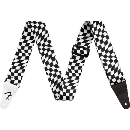 FENDER Wavy Checkerboard Polyester Strap, Black/White - vai con la sigla