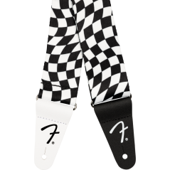 FENDER Wavy Checkerboard Polyester Strap, Black/White