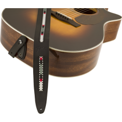 FENDER Paramount Acoustic Leather Strap, Black - vai con la sigla