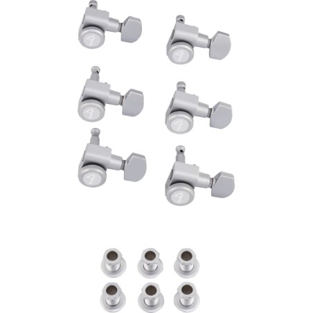 FENDER Locking Stratocaster/Telecaster Staggered Tuning Machines, Brushed Chrome (6) - vai con la sigla