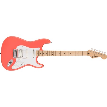 FENDER Squier Sonic® Stratocaster HSS, Maple Fingerboard, White Pickguard, Tahitian Coral - vai con la sigla