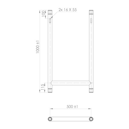 MODULA H-Tube 100x50 cm black