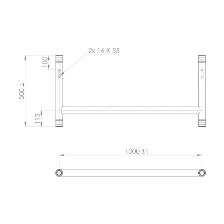 MODULA H-Tube 50x100 cm black