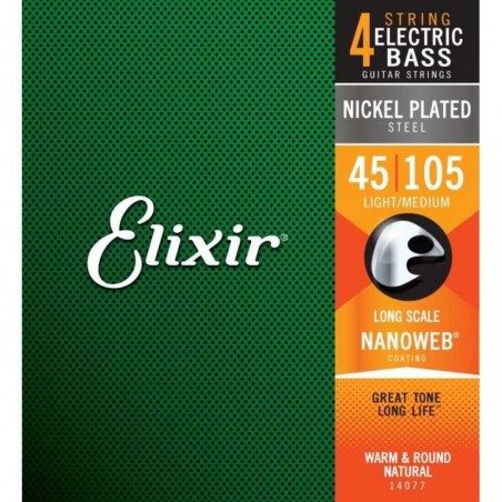 ELIXIR 14077 ELECTRIC BASS NICKEL PLATED STEEL NANOWEB, corde per basso elettrico - vaiconlasigla