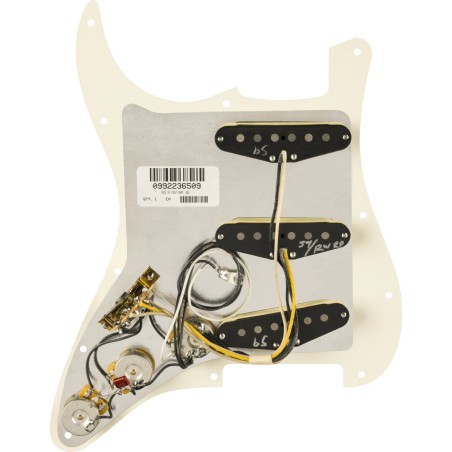 Fender Pre-Wired Strat Pickguard, Pure Vintage '59 w/RWRP Midde, Parchment 11 Hole PG