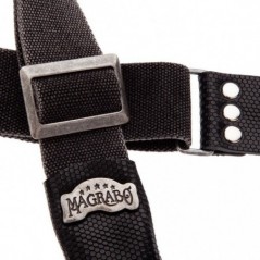 MAGRABO' Stripe SC Cotton Washed Nero 5 cm terminali Twinkle Nero, fibbia Recta Argento - vai con la sigla