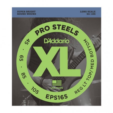 D'ADDARIO EPS165 ProSteels Bass, Custom Light, 45-105, Long Scale - vaiconlasigla