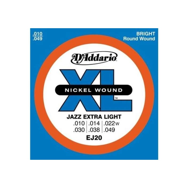 D'ADDARIO EJ20 Nickel Wound, JazzExtra Light, 10-49