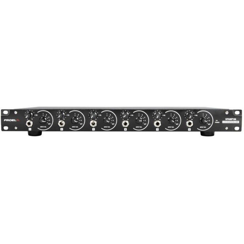 PROEL HPAMP106, Amplificatore per cuffie a 6 canali indipendenti.
