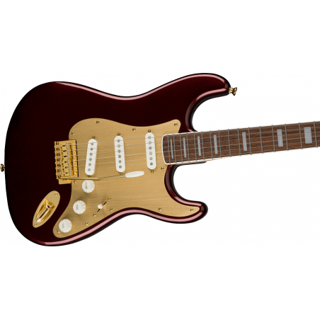 FENDER SQUIER 40th Anniversary Stratocaster, Gold Edition Ruby Red Metallic