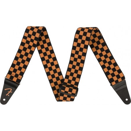 FENDER Tracolla Weighless ™ da 2", Ltd Edition Checker Orange/Black - vaiconlasigla